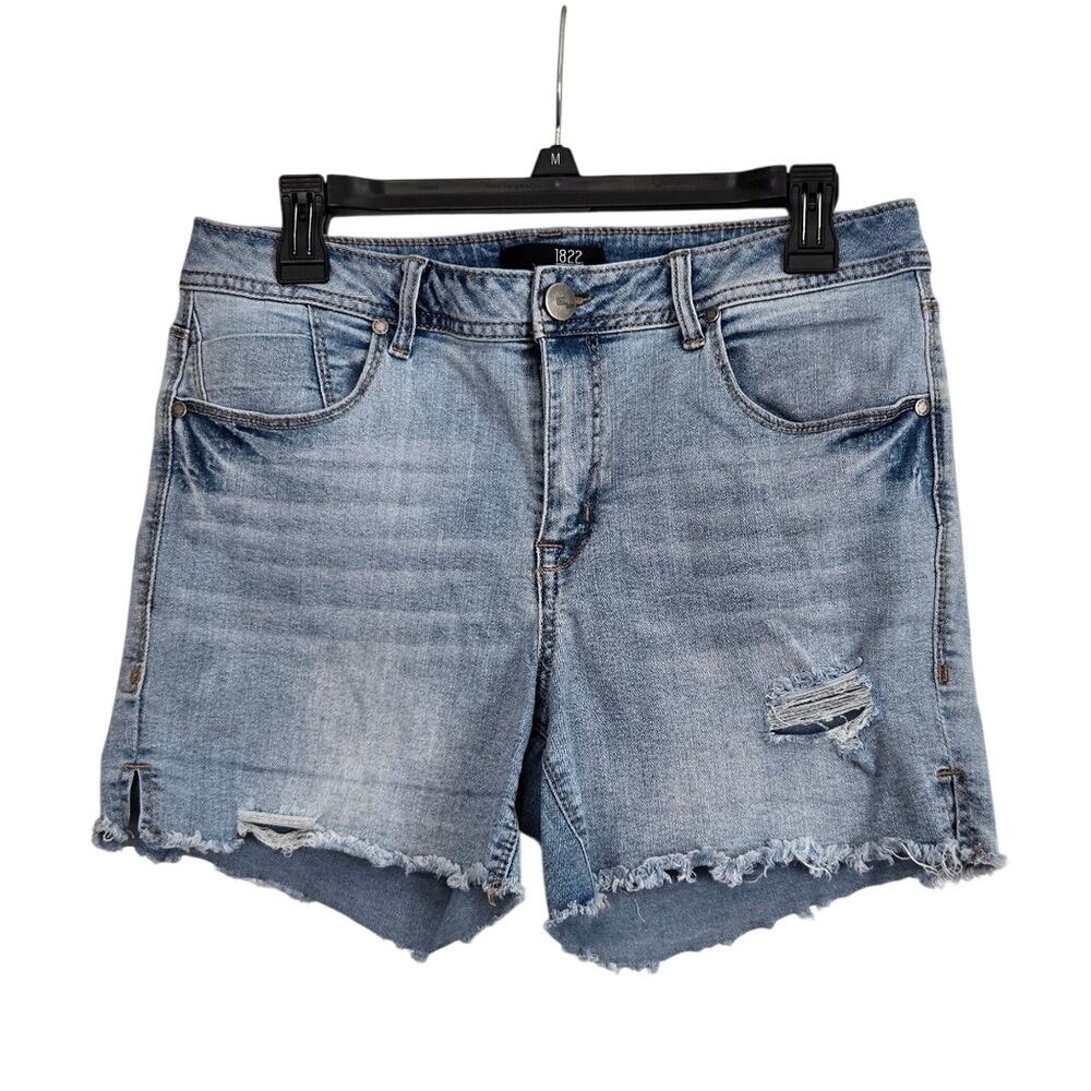 Light Blue Wash Denim Cutoff Shorts Frayed Hem Soft Grunge Streetwear Size 14